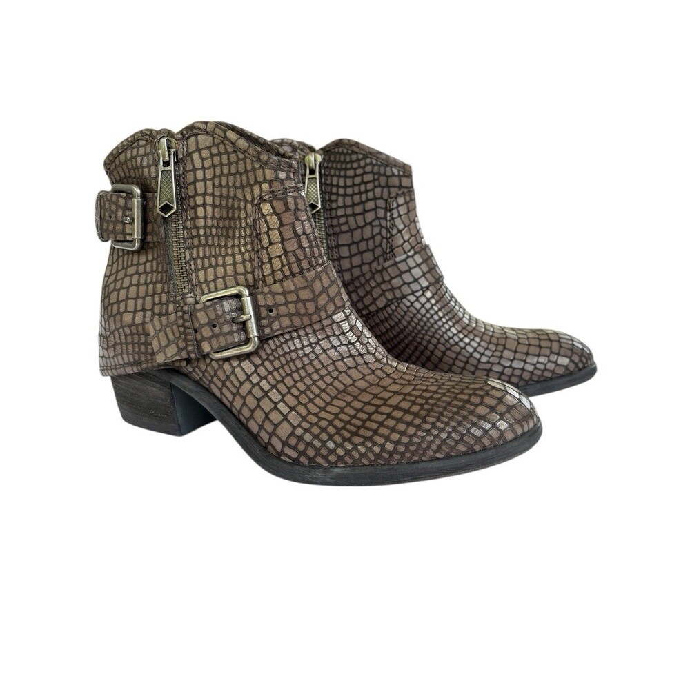 Python DONALD J PLINER Dalis Western Couture Side Zip Ankle Boots 7M NWOB